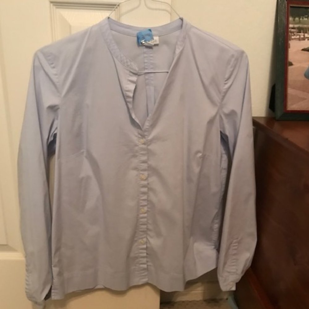 Collarless cotton shirt